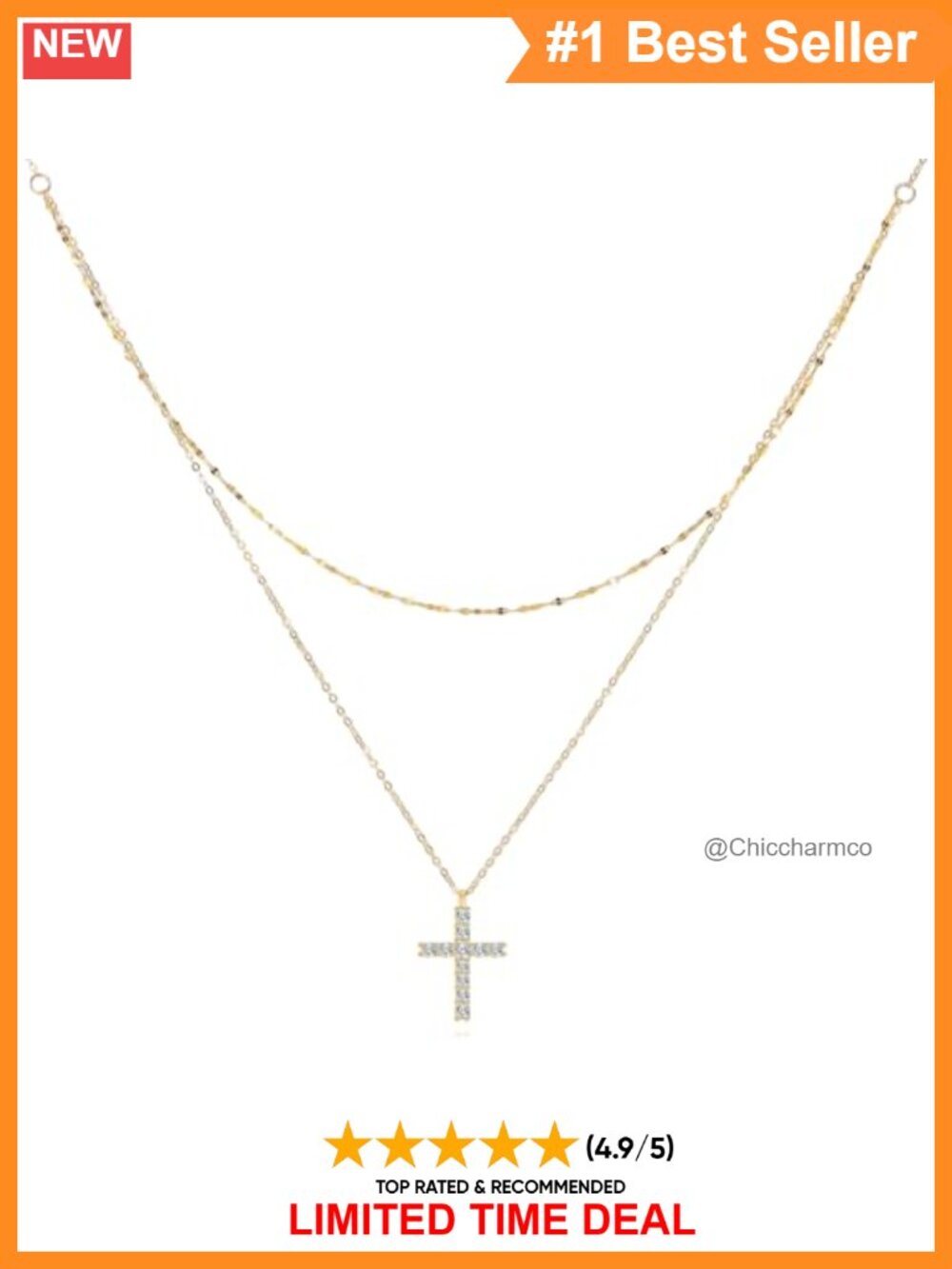 14k Gold Lab Grown Diamond Cross Necklace 16-18 In Pendant
